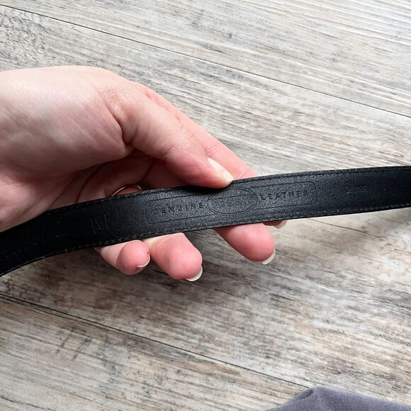 Fossil Black Leather Belt Ornate Silver Scroll Buckle Western Boho M 31\